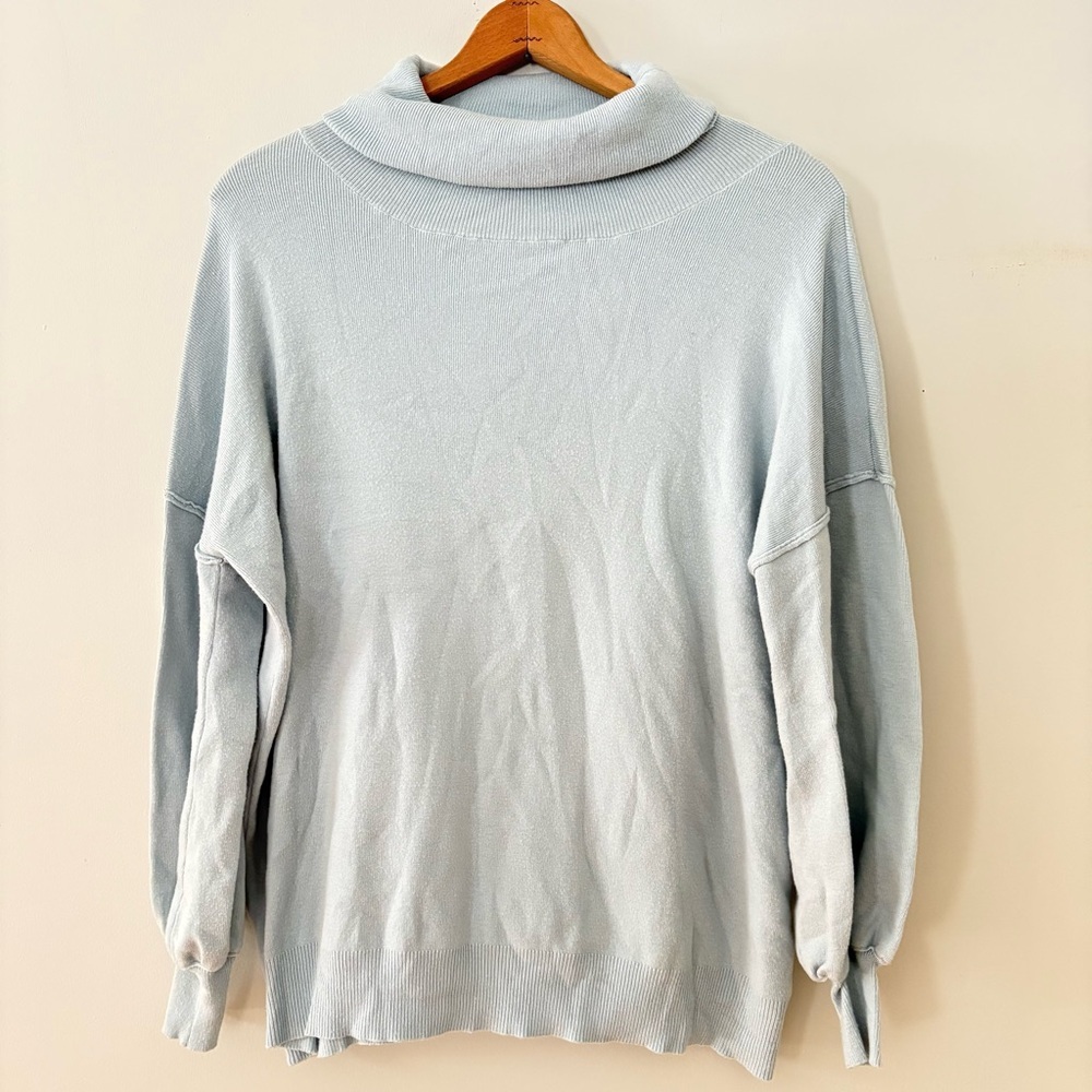 VICI Size Small Light Blue Mock Neck Sweater | Soft Knit Pullover | Minimalist